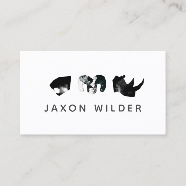 Black White Jaguar Rhino Ram Smoke Silhouette Visitkort (Framsida)
