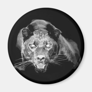 Black & White Jaguar-Vild katt Magnet