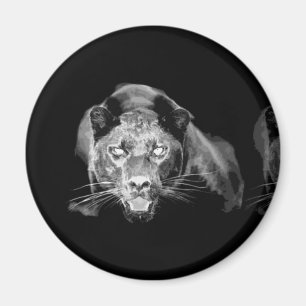Black & White Jaguar-Vild katt Magnet