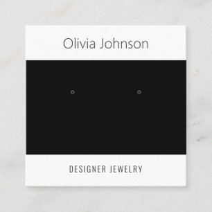 Black White Jewelry Earring Visning Affärskort Fyrkantigt Visitkort