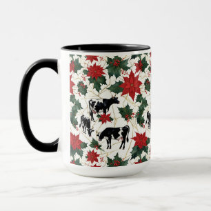 Black & White jul Holstein Dairy Cows Blommigt Mugg