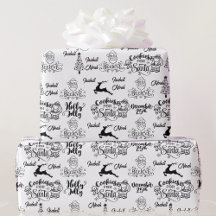 Black White jul Santa Personalize Namn