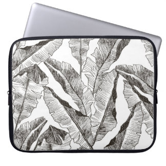 Black White Jungle: Tropical Plant Mönster Laptop Fodral