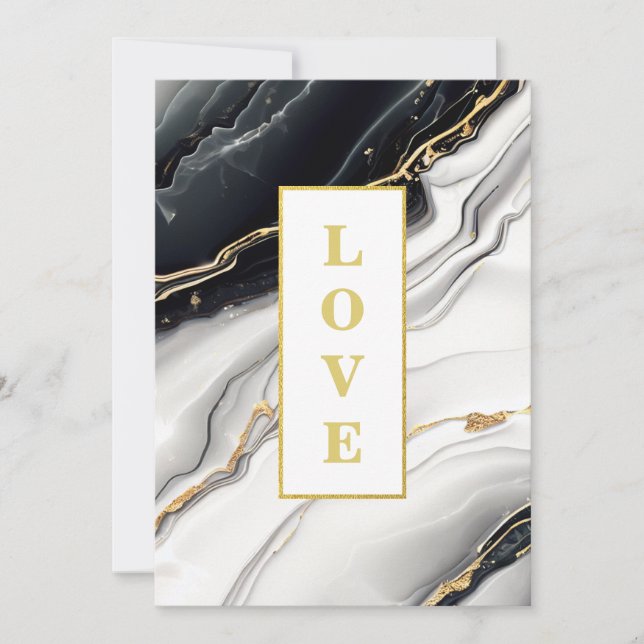 *~ BLACK WHITE KÄRLEK AR66 QR + OSA Agate Bröllop Inbjudningar (Framsida)