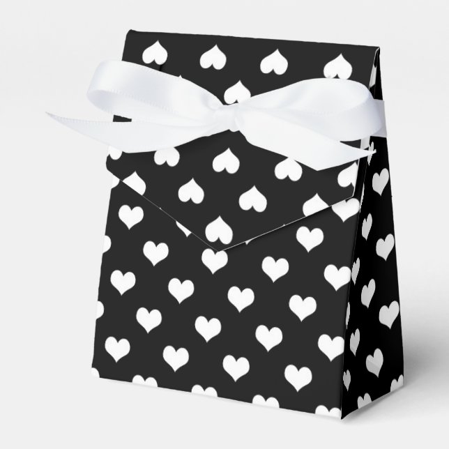Black White Kärlek Heart Mönster Design Presentaskar (Framsidan Sidan)
