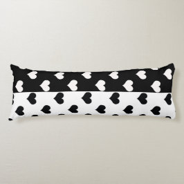 Black White Kärlek Heart Mönster Kroppskudde