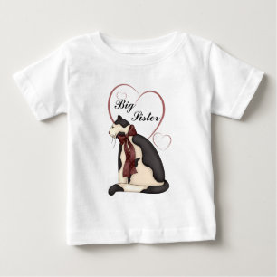 Black & White Kattunge & Hearts Big Sister T Shirt
