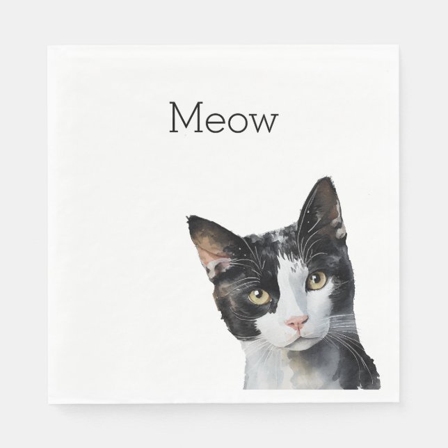 Black White Kattunge Pappersservett (Framsidan)
