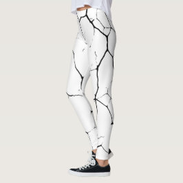 Black White kintsugi mönster Leggings