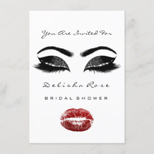 Black White Kiss Makeup Möhippa Red Inbjudningar