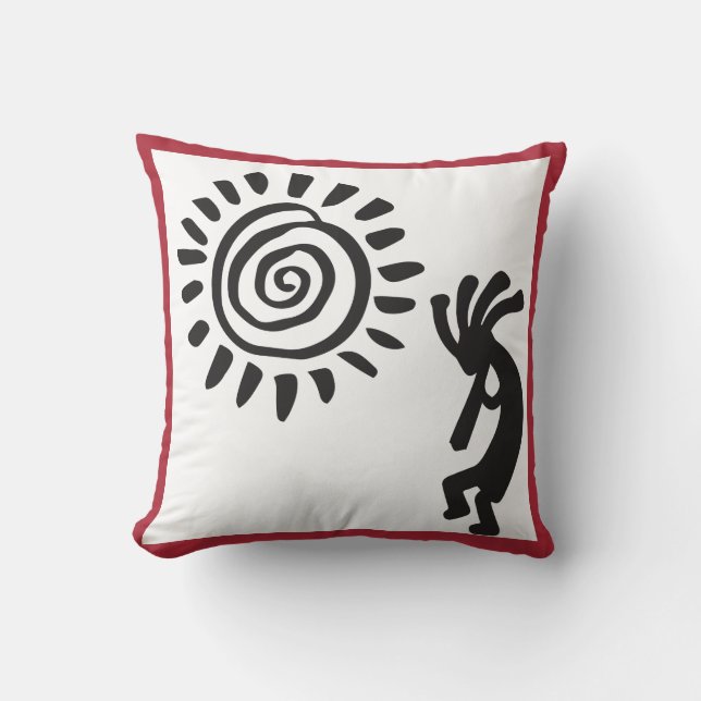 Black White Kokopelli Dekorativ kudde (Framsida)