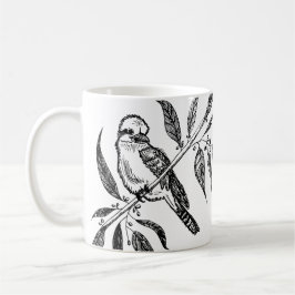 Black & White Kookaburra på Gren Teckning Kaffemugg