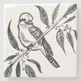 Black & White Kookaburra på Gren Teckning Stenunderlägg