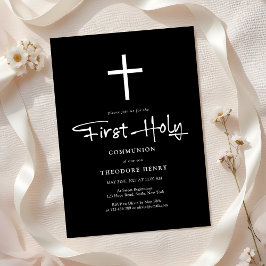 Black & White Kor Boys First Communion Inbjudningar
