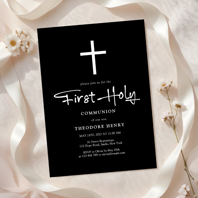 Black & White Kor Boys First Communion Inbjudningar (Skapare uppladdad)