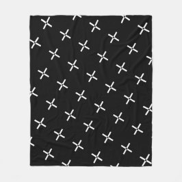 Black White Kor Plus Geometric Modern Mönster Fleecefilt