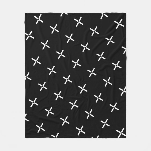 Black White Kor Plus Geometric Modern Mönster Fleecefilt (Framsidan)