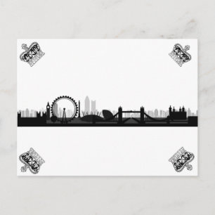 Black & White Krona London Öga Skyline Postcard Vykort
