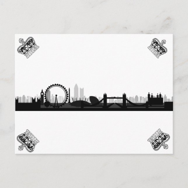 Black & White Krona London Öga Skyline Postcard Vykort (Framsida)