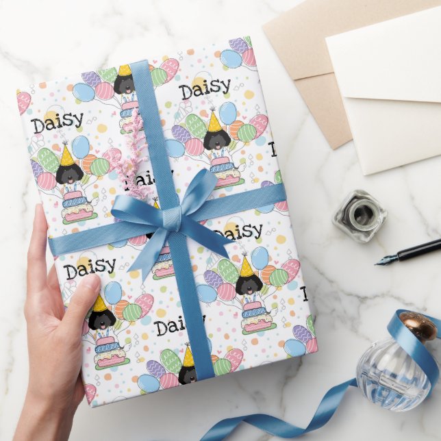 Black White Labradoodle Hund Birthday Presentpapper (Gifting)