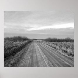 Black & White Land Road, 20 x 16 Poster Print Art