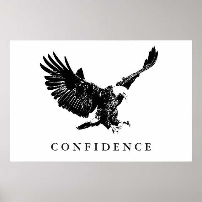 Black White Landing Eagle Motivational Confidence Poster (Framsidan)