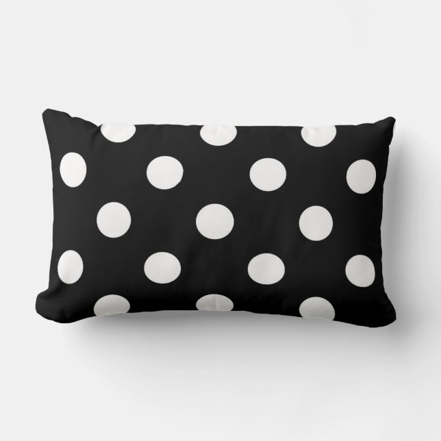 Black White Large Polka Dot Mönster Lumbarkudde (Framsida)
