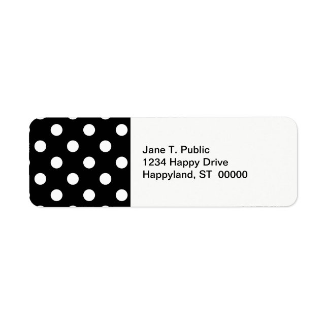 Black White Large Polka Dot Mönster Returadress Etikett (Framsidan)