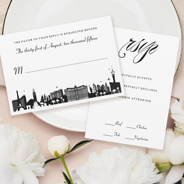 Black & White Las Vegas Skyline Bröllop OSA Card (Skapare uppladdad)