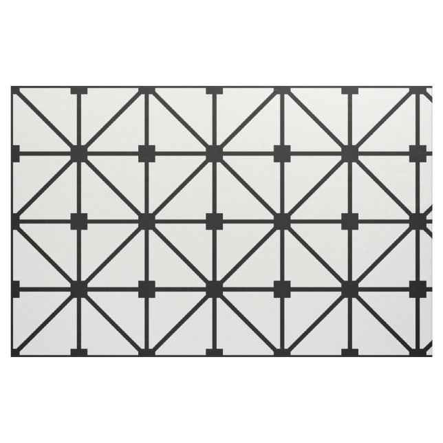 Black White Lattice Mönster Tyg (Fat Quarter)