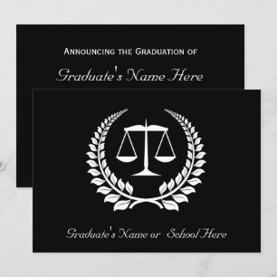 Black/White Laurel Law School Studenten Inbjudningar
