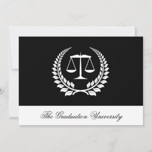 Black/White Laurel Law School Studenten Inbjudningar
