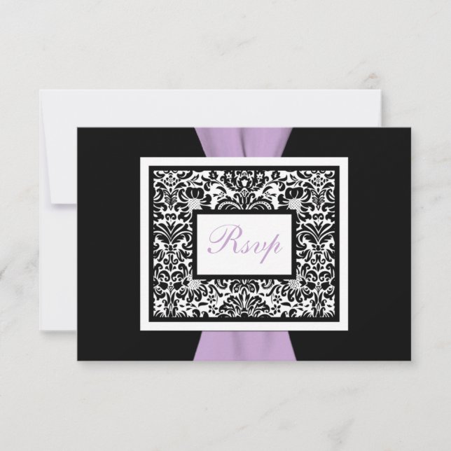 Black White Lavender Damask PRINTED RIBBON OSA (Framsida)