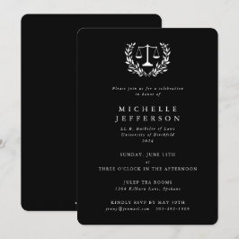 Black+White Law Qualifications Laurel Wand Inbjudningar
