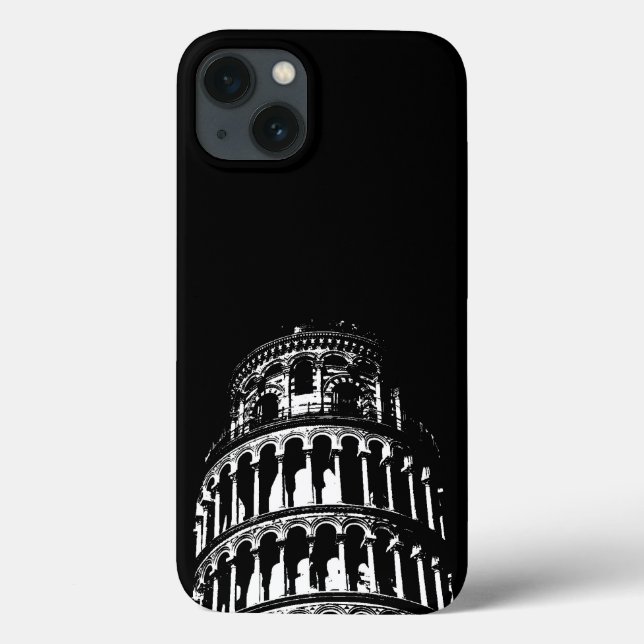 Black White Leaning Torn i Pisa Italien (Baksida)
