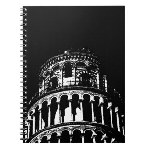 Black White Leaning Torn i Pisa Italien Anteckningsbok