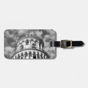 Black White Leaning Torn i Pisa Italien Bagagebricka