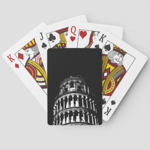 Black White Leaning Torn i Pisa Italien Casinokort