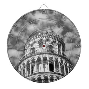 Black White Leaning Torn i Pisa Italien Darttavla