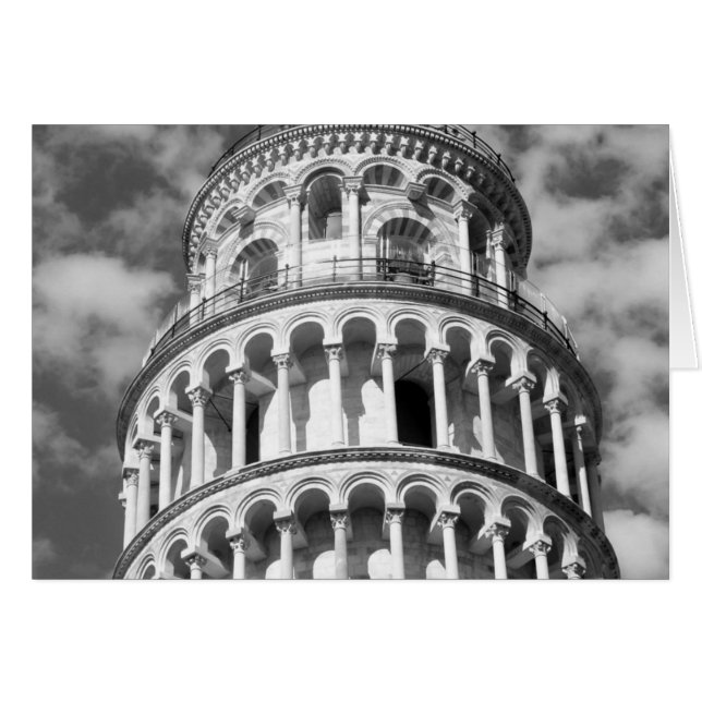 Black White Leaning Torn i Pisa Italien Hälsningskort (Framsidan Horizontal)