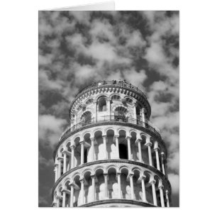 Black White Leaning Torn i Pisa Italien Hälsningskort