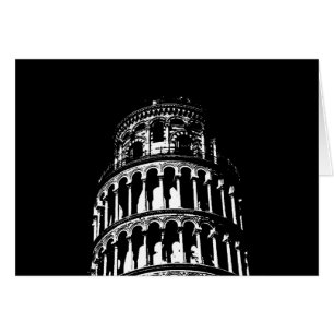 Black White Leaning Torn i Pisa Italien Hälsningskort
