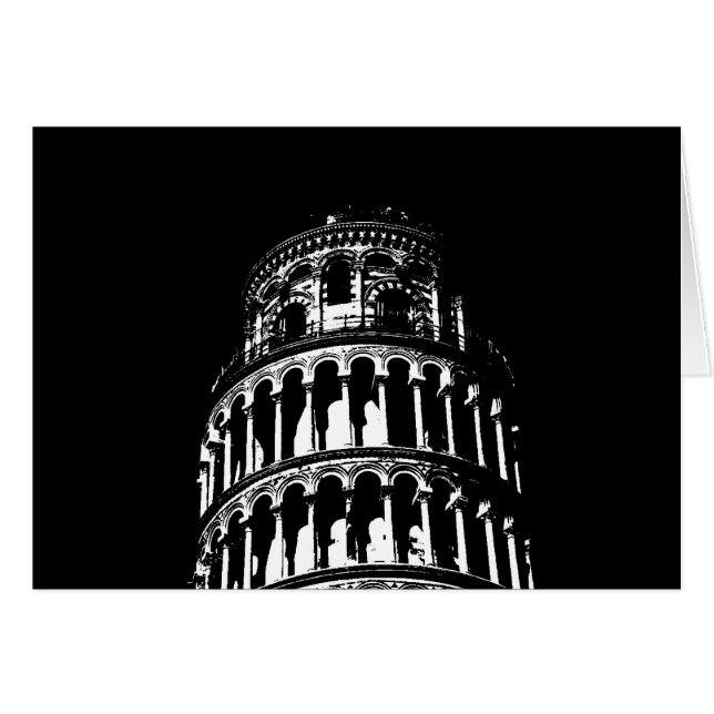 Black White Leaning Torn i Pisa Italien Hälsningskort (Framsidan Horizontal)