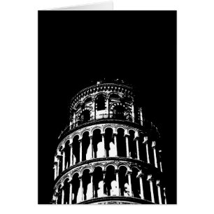 Black White Leaning Torn i Pisa Italien Hälsningskort