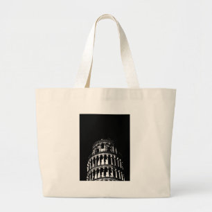 Black White Leaning Torn i Pisa Italien Jumbo Tygkasse