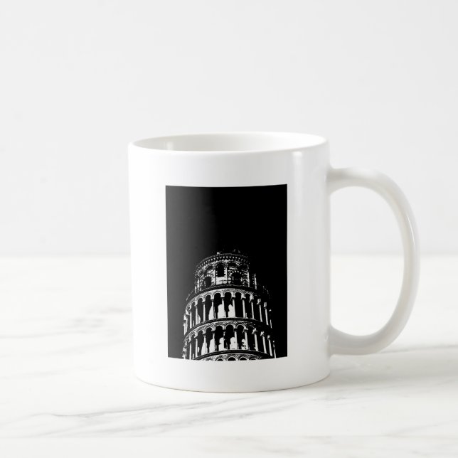 Black White Leaning Torn i Pisa Italien Kaffemugg (Höger)