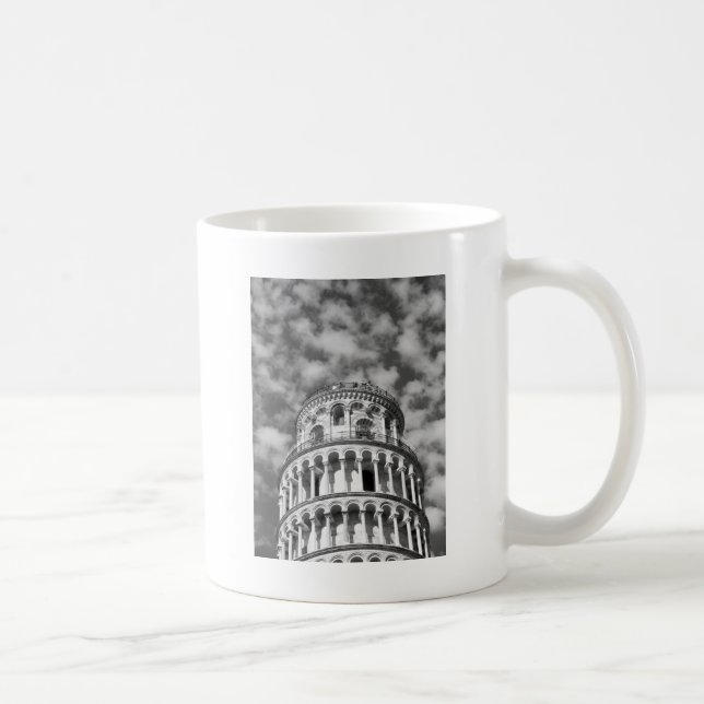 Black White Leaning Torn i Pisa Italien Kaffemugg (Höger)