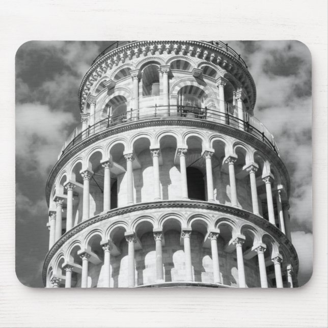 Black White Leaning Torn i Pisa Italien Musmatta (Framsidan)