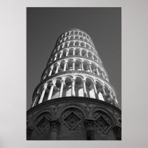 Black & White Leaning Torn i Pisa Italien Poster