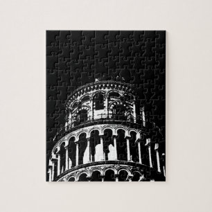 Black White Leaning Torn i Pisa Italien Pussel